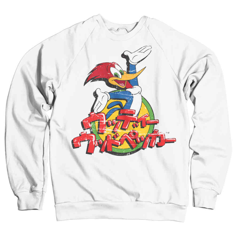 Woody Woodpecker Sweatertrui Washed Japanese Logo Wit Woody Woodpecker Hoodietrui Classic Logo Wit | Attitude Holland